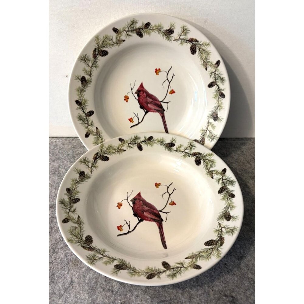 4 Sonoma 8" Cardinal Holiday Bowls  #2794